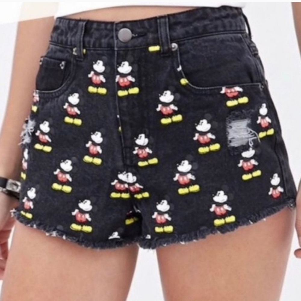 Disney | Mickey Mouse Jean shorts distressed jeans Size 26 - Picture 3 of 9